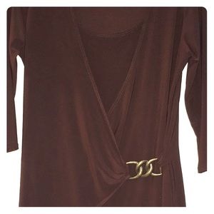 🥂NWOT Brown ACW wrap brass buckled top Size XL